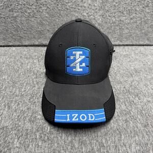 NWOT Izod Golf Hat Cap Black/Blue One Size Embroidered Logo Side Zipper